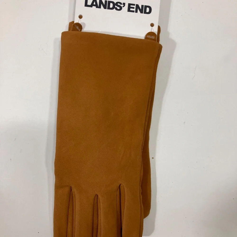 Lands’ End Suede Tech Gloves L NEW